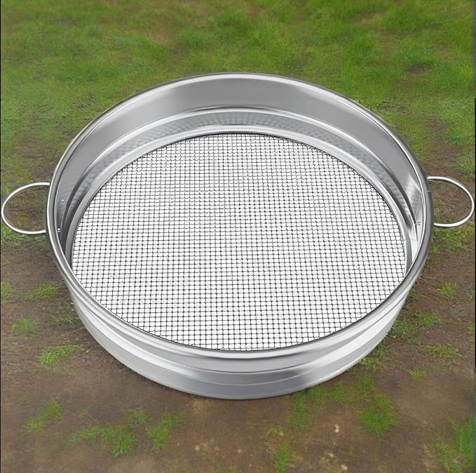 Large Soil Sifter for Gardening, Compost Sifter, Dirt Sifter, Rock Sand Sifter, Fireplace Ash Sifter, Garden Soil Sieve, Metal Gravel Wood Pellet Worm Sifter, 19 inch Heavy Duty Bin Outdoor Helper