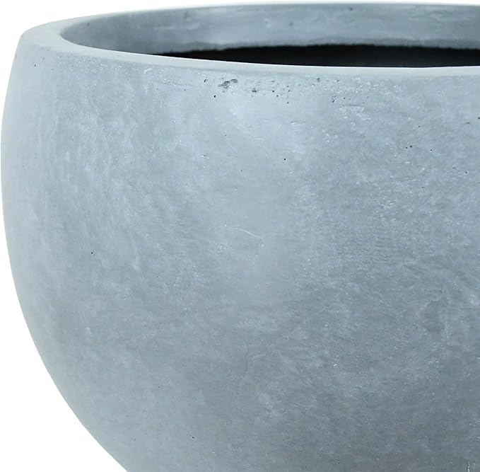 Kante 11.8" Dia Round Concrete Planter, Outdoor/Indoor Large Bowl Plant Pots with Drainage Hole and Rubber Plug for Garden Patio Balcony Home, Slate Gray