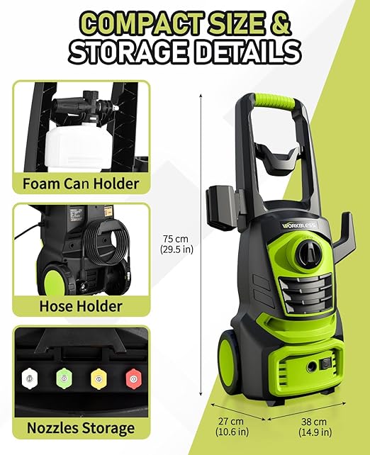 Electric Pressure Washer, 4800 PSI with 23FT Cord, 4 Quick Nozzles, Foam Cannon Electric Power Washers for Car, Garden, Patio, Driveways