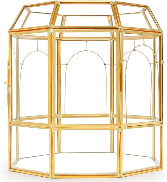 Large Glass Terrarium Handmade, Centerpiece Display Box Gift Planter Containers Indoor Terrariums House for Succulent Cacti Air Plants Miniature Fairy Garden