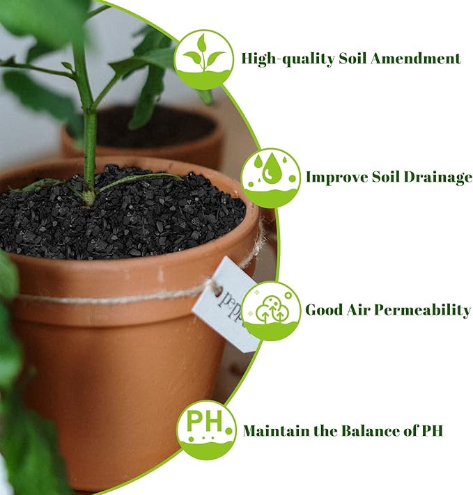 Legigo 4QT All Natural Horticultural Charcoal- Activated Hardwood Plant Charcoal for Soil Amendment, Conditioning Bonsai Soil, Succulent Soil, Terrarium Supplies, Indoor Plant Potting Soil