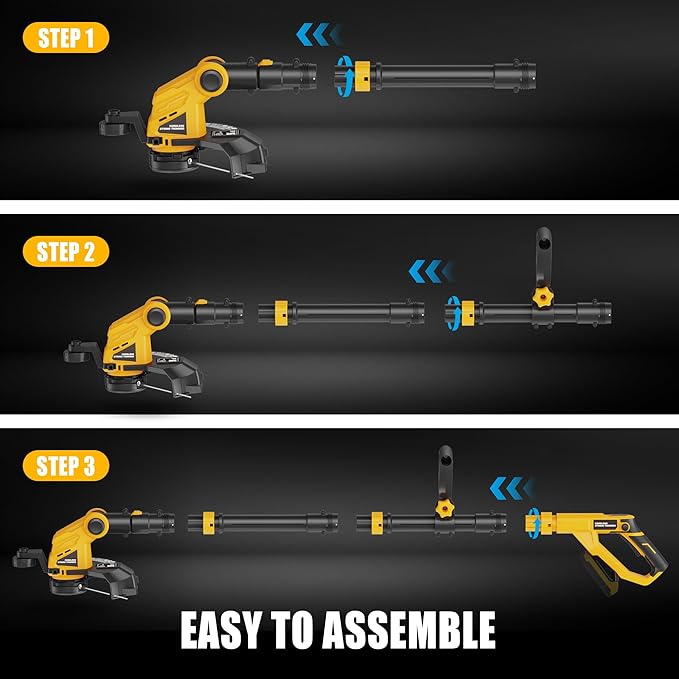 Houselife Cordless Weed Eater Compatible with Dewalt 20V Max Battery (No Battery) Lightweight String Trimmer & Weed Wacker with Auto Line Feed, 12" Cordless Weed Trimmer//Weedeaters for Lawn Garden