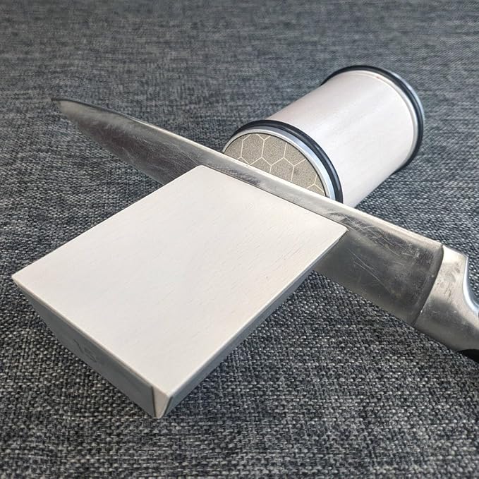 White Rolling Knife Sharpener, Rolling Sharpener Tool for Kitchen Knives - Knife Sharpener Kit Offers 15, 20, 18, & 22 Degree Sharpening
