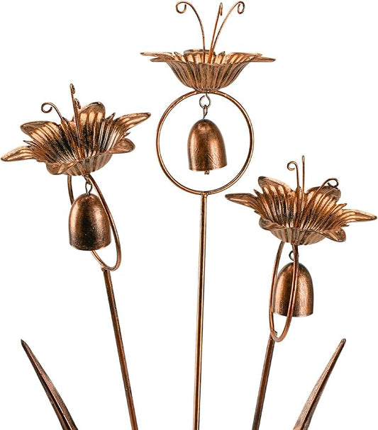 Metal Calla Lilies Flowers with Bells for Outside Yard Art Bronze Wind Chime