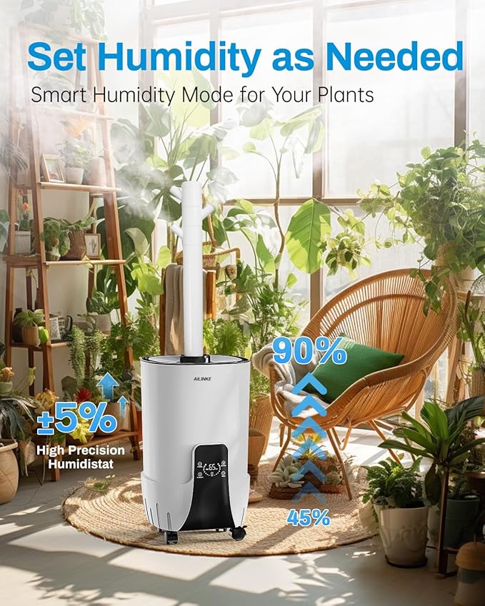 Humidifiers for Bedroom Large Room, 4.2Gal/16L Cool Mist Humidifier Large Room 2000 sq.ft,Top Fill, 3 Stainless Steel Atomizers,360°Nozzle Extension Tube, Commercial/Office/Plants/House, White