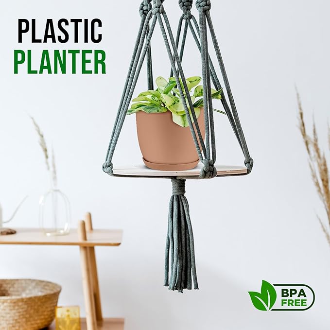 Planter Pots with Drainage Holes - Lightweight, Durable, and Space-Saving Pots for Indoor and Outdoor - Versatile Functionality, Simple Modern Design, Set of 10 Plastic Planter Pots - Pink