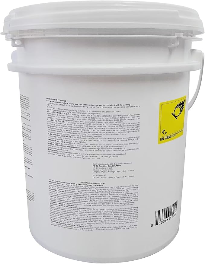 PROFELIZ 3 Inch Pool Chlorine Tablets, Slow-Dissolving Spa Sanitizer Eliminate Bacteria Algae Stabilized Chlorine for Swimming Pools Hot Tubs Spa Treatment (60lbs)