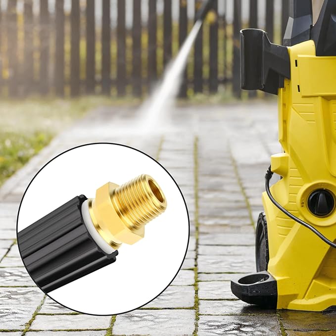 GASHER 2Pcs Brass M22 Pressure Washer Fitting,M22-14mm Male x 3/8"NPT Male Thread Fittings,For Pressure Washer Hose
