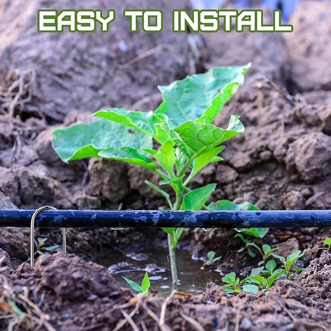 120 Pcs Irrigation Drip Tubing Staples 5 Inch J Shape Irrigation Tube Stakes Galvanized Landscape Pins for 1/4 Inch Irrigation Hose Lawn Nails 1/4 Inch to 1/2 Inch Loop Stake for Drip Tubing