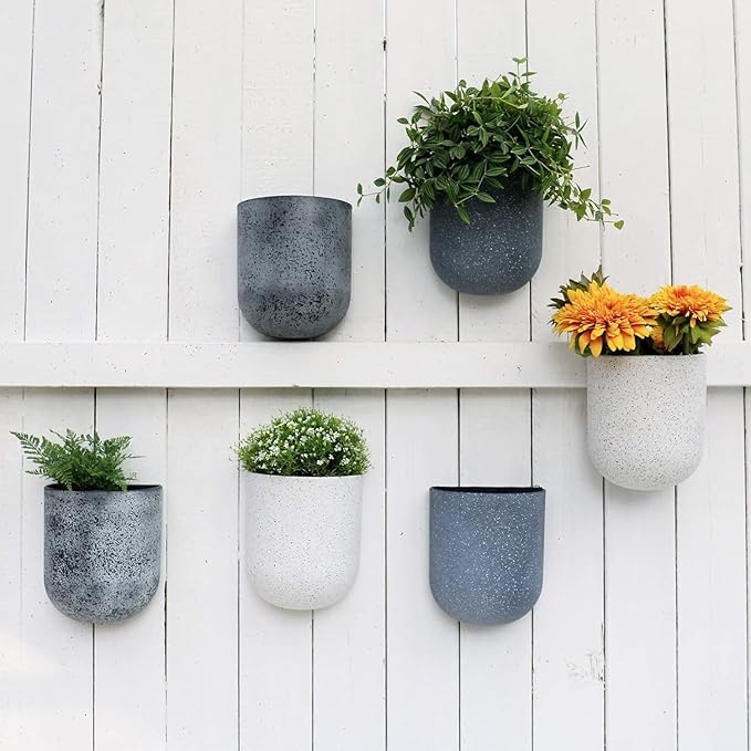 LA JOLIE MUSE Wall Hanging Planters for Indoor Plants,Hanging Flower Pots for Air Plants Succulent, Set of 2, 6 Inch, Weathered Gray
