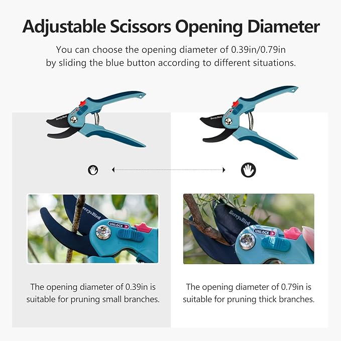 Berry&Bird 3PCS Garden Pruning Tool Set, Garden Hand Tool Kit with Bypass Pruning Shears, Gloves, Water Sprayer, Garden Tool Set for Picking, Cutting, Planting, Ideal Garden Gift Set for Women and Men