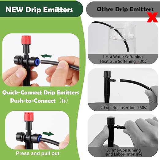 11PCS Adjustable Drip Irrigation Emitters(8-Hole) Kit-Quick Connect for 1/4" Tubing,Dual Adjustment System-Easy to Install Drippers for Precise Garden Watering of Vegetables,Shrubs&Flowers