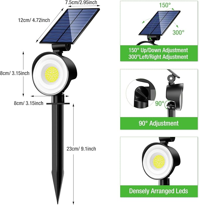 nipify 8 Pack Solar Spot Lights Outdoor Waterproof with 3 Modes, Solar Spotlight Light for Outside Yard Landscape Lighting Pathway Lights Wall, Cool White