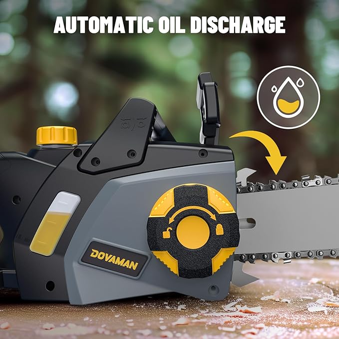 DCS08A Electric Chainsaw, One-Step Tool-Free Tensioning, Oregon Bar & Chain, Low Kickback, Mechanical Brake, Automatic Chain Lubrication, 18-Inch 15-Amp Electric Chainsaw corded with 2 Chains