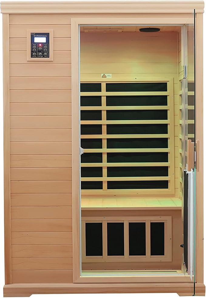Far Infrared Sauna,Home Sauna,Low EMF Indoor Saunas for Home 2 Person 1,750watt,360° Surround Carbon Crystal Heating Panel-Chromotherapy Lighting-Bluetooth-Canadian Hemlock