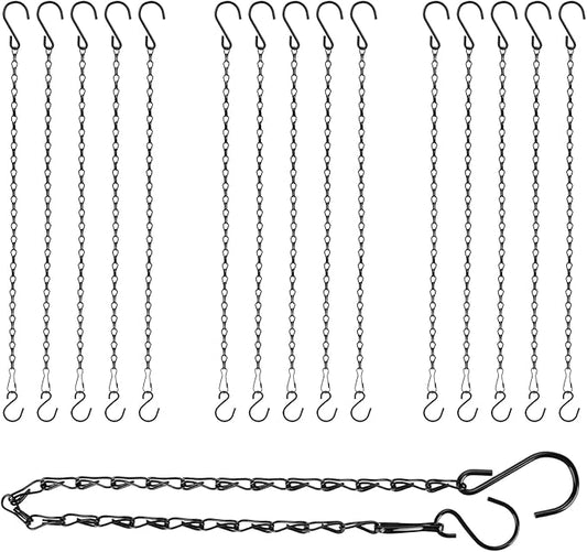RIFNY Hanging Chains with Hooks, 15 Pieces 20 Inch Black Chain for Hanging Bird Feeders Planters Baskets Billboards Lanterns Wind Chimes Ornaments Outdoor/Indoor Use (20 inch 15pcs)