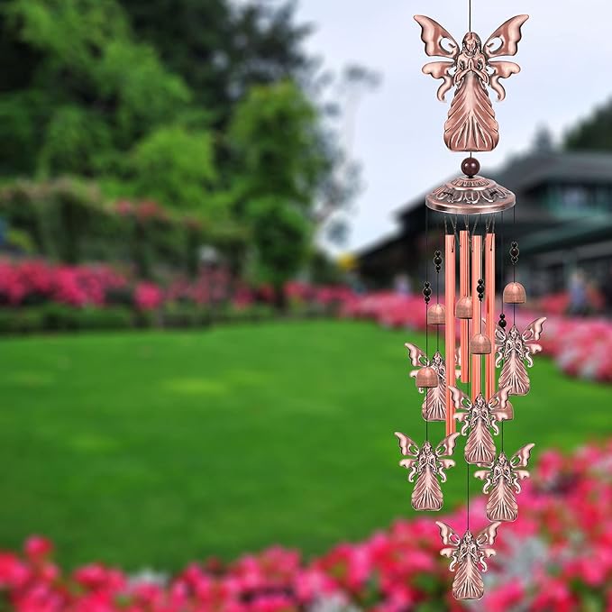 Outdoor Angel Wind Chimes, Gifts for Mom & Grandma & Family, Music Wind Catcher, Mobile Angels Ornaments, Memorial Windchime, Blessing Wind Bells for Indoor,Home,Balcony,Lawn,Yard, Garden Decoration