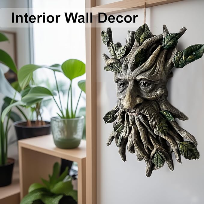 Tree Face Sculpture, Funny Greenery Old Man Tree Hugger Statue, Indoor & Outdoor Creative Props for Garden and Home,11.8" x 7.9" x 2.4"