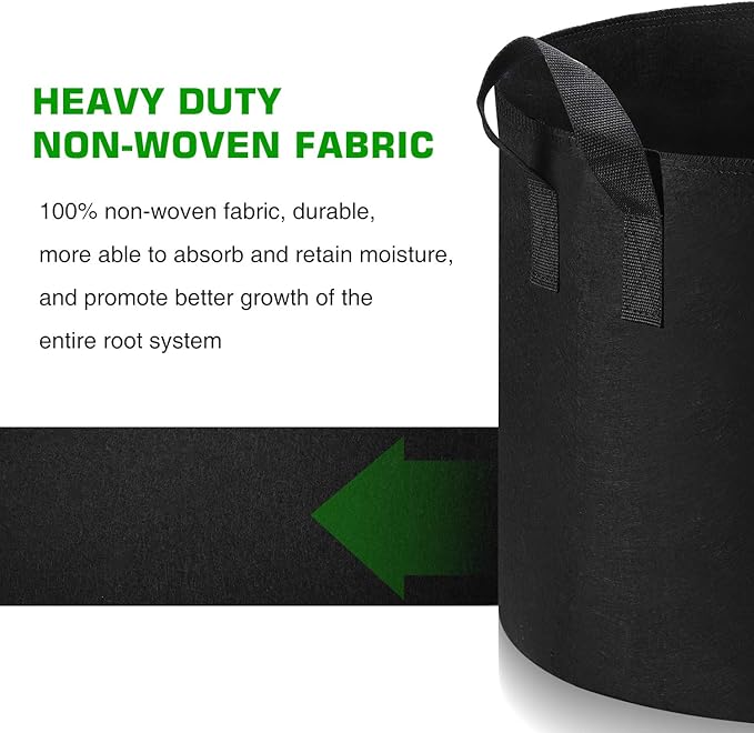 12-Pack 20 Gallon Grow Bags Heavy Duty Thickened Nonwoven Fabric Pots with Durable Handles