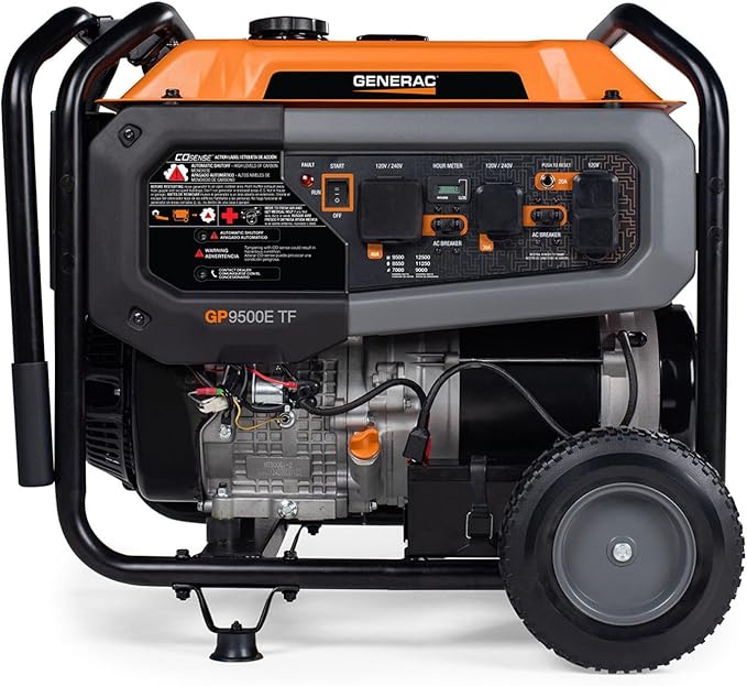 Generac 12,500 Starting Watt Tri-Fuel Portable Generator - Electric Start - Gas, Propane or Natural Gas - Home Backup, Jobsite, or RV - Quiet Operation - Long Runtime - 49-State Compliant
