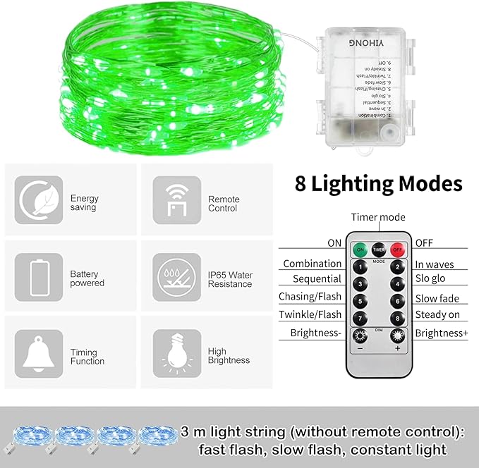 Halloween Lighted Skeleton Set, Skull Arm Stakes with 1 Remote Green Lights (76 LEDs, 8 Light Modes & Timing Function), 2 Red Lights (3 Modes), Decoration for Outdoor Yard Garden Graveyard