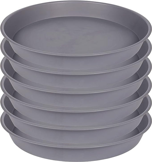 6 Pack Planter Saucer Tray Gray, 4 6 8 10 12 13 15 17 19 inch Pot Saucers, Heavy Duty Plastic Plant Saucers for Indoors, Plant Drip Tray, Plant Trays for pots Planter (6 inch, Cement)