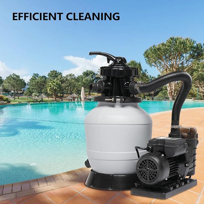 VINGLI Sand Pool Filter 12in Tank with A 1/2HP Pool Pump 115V,24H Timer Above Ground Inground Swimming Pool Pump with Filter Basket,Max 2642GPH