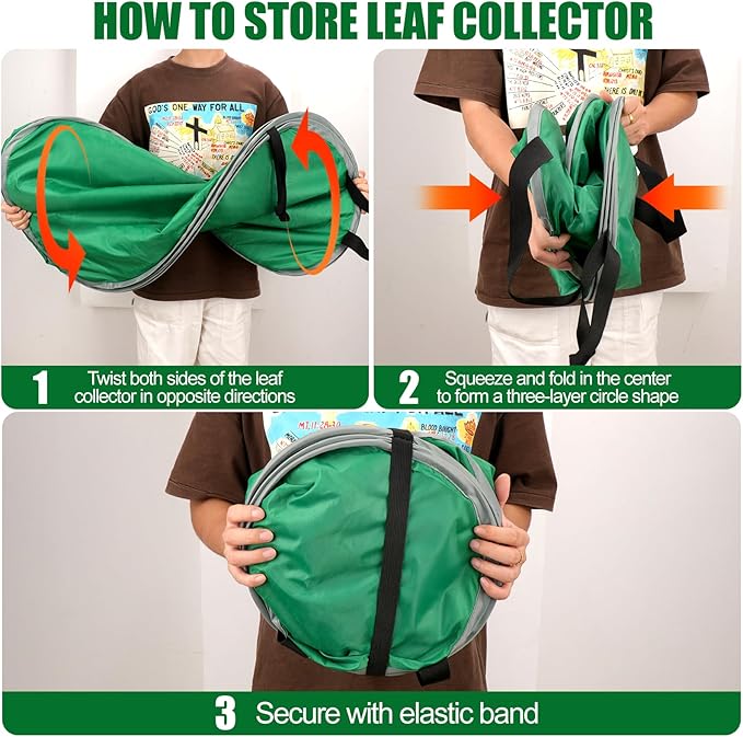Hysagtek Upgraded Leaf Collector - 80 Gallon Portable Pop Up Leaf Bags, Foldable Reusable Yard Garden Leaf Bag with Handles, Self-Standing Leaf Collector Bag for Leaves Lawn Trash, Comes with Gloves