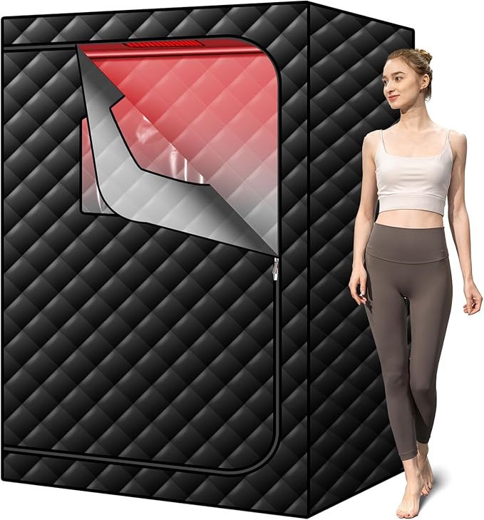 2 Person Infrared Sauna Box, Portable Infrared Sauna for Home, Personal Infrared Saunas with Red Light Threapy, Remote Control, Upgraded Comfortable Chair