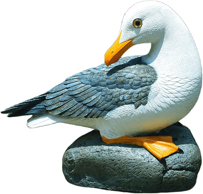 Real Seagull Figurine Garden Decorations,Seagull Statue Outdoor Decoration,Sea Bird Figurine Nautical Statue Coastal Beach Home Decorations Nautical Seagull Sculpture