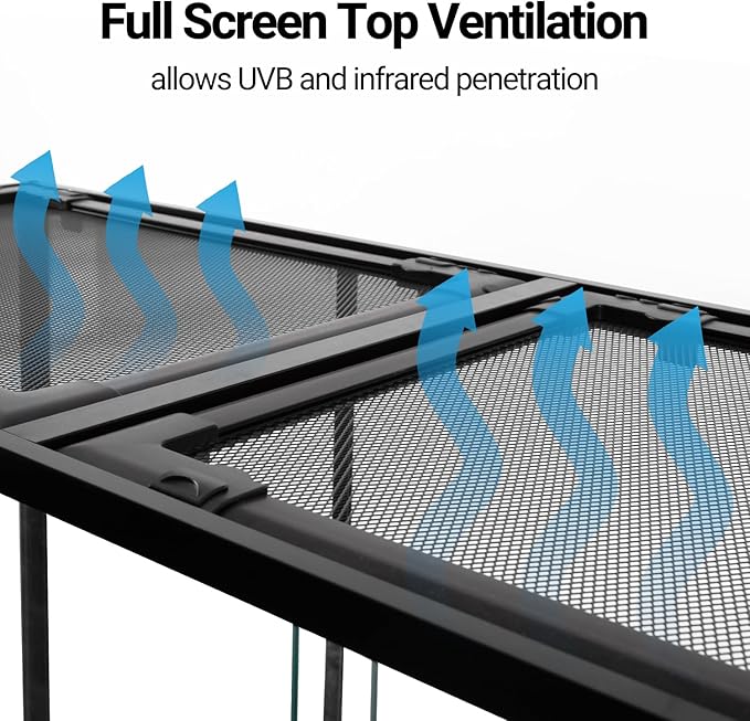 OiiBO 135 Gallon Reptile Terrarium, 48" x 18" x 36" Full Tempered Glass Vertical Reptile Tank,Front Sliding Door with Top Screen Ventilation Reptile Amphibian Tall & Extra-Long Habitat Enclosure Cage