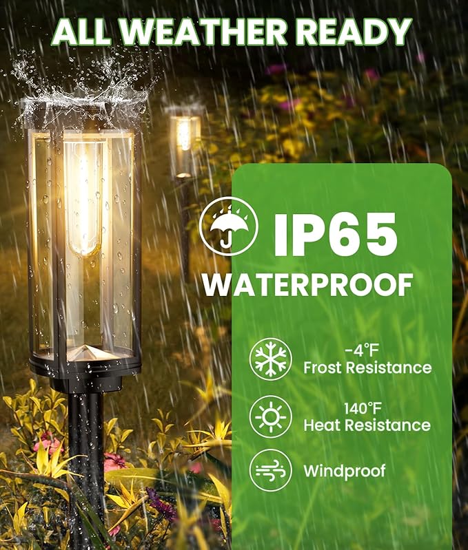 Bright Solar Lights Outdoor 6 Pack, Solar Pathway Lights Waterproof IP65, Auto On/Off Walkway Landscape Lighting, Long Lasting Outdoor Light for Walkway Landscape Path Yard Lawn Patio Decor
