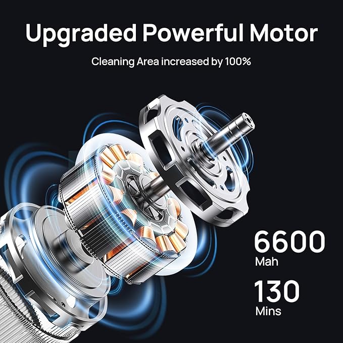 (2025 Upgrade) Cordless Robotic Pool Vacuum for Above Ground Pools, 130-Mins Runtime Pool Cleaner with Self-Parking & 1300 Sq. Ft Coverage, Powerful Suction & 6600mAh (White&Green)