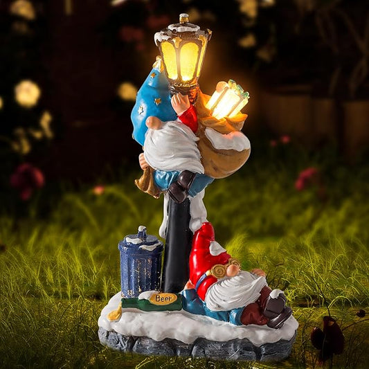 WINTS Solar Garden Gnome,Outdoor Gnome with Solar Lights Decor for Patio,Lawn,Yard,Balcony,Funny Gnomes Gifts for Women,Housewarming,Birthday