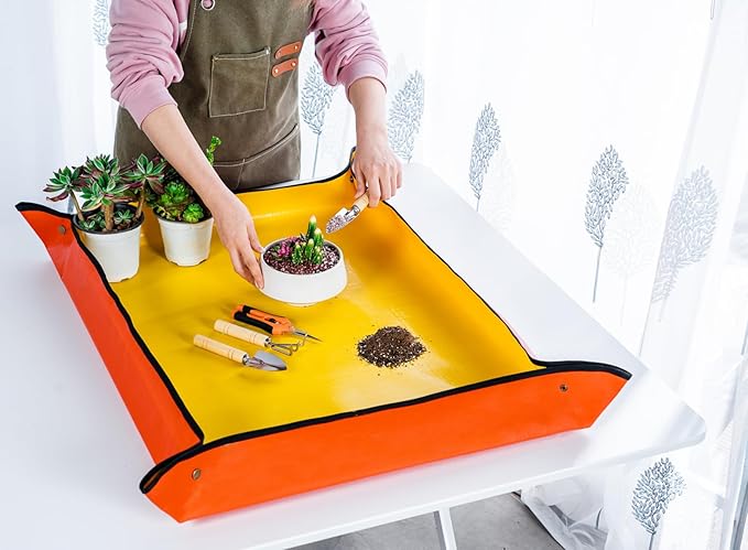 Plant Repotting Mat, 5Pcs Succulent Tools Mini Garden Small Gardening Tools Indoor, Pruning Shear Gardening Scissor, Hand kit for Bonsai, Cactus, Fairy, Houseplant Transplanting, Seedling