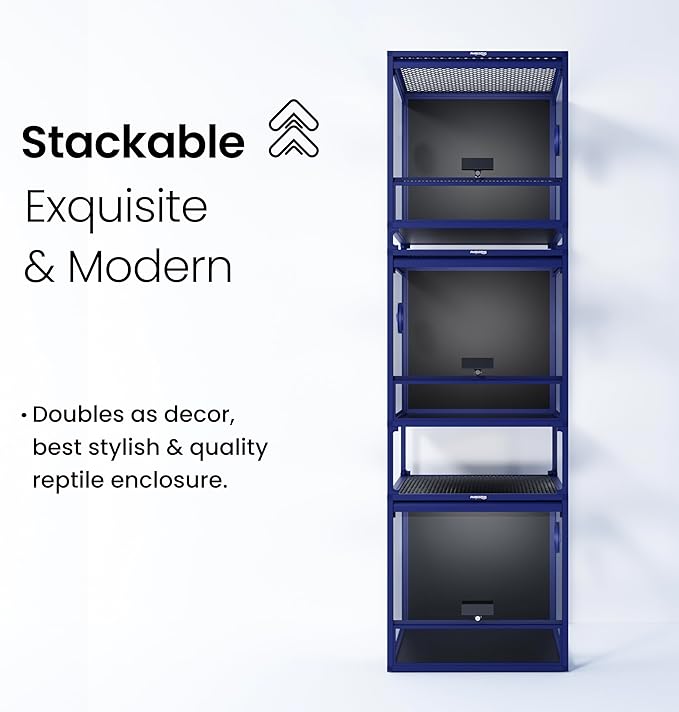 MagicCube 18'' x 18'' x 18'' Reptile Tank with Lock, 24 Gallon Reptile Terrarium with Flip-Up Tempered Glass Door, Top Screen Ventilation for Leopard Gecko - Bottom Not Leakproof