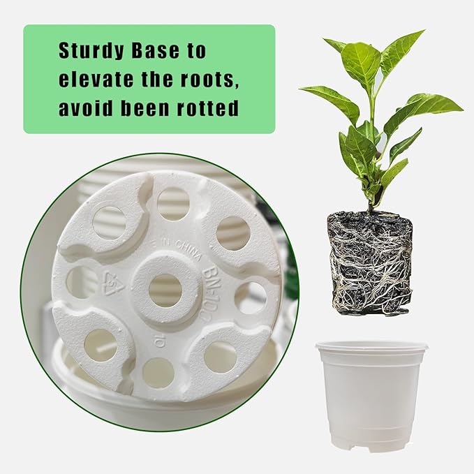 10CM White Seedling Pots 4 inch New Material Planter Pots 50 Pcs, Soft and Sturdy Bottom Transplanting Pots with 50Pcs Screen Pads(50Pcs,4Inch,White