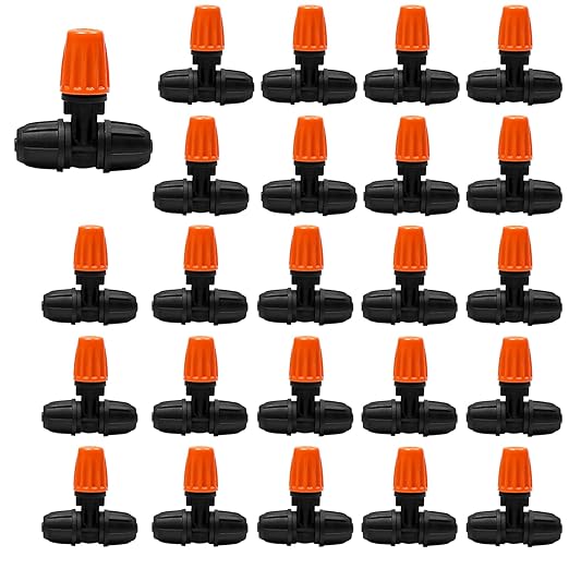 24 Pcs Upgraded Micro Spray Irrigation Drippers for 1/4" Drip Tubing, Adjustable Three-Way Atomizing Nozzle Irrigation Emitters Tee Misting Drippers for Drip Sprinkler Systems