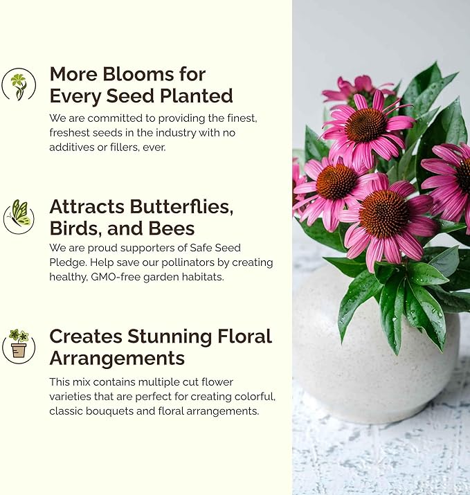 Eden Brothers South Carolina Wildflower Mixed Seeds for Planting, 1 oz, 30,000+ Seeds with WallFlower, Primrose | Attracts Pollinators, Plant in Spring or Fall, Zones