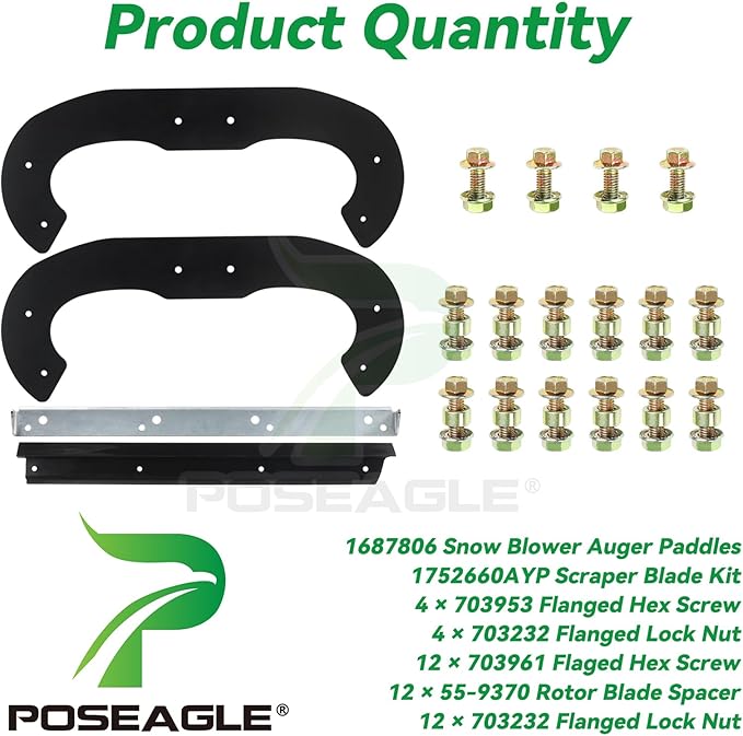 1687806 Paddle Kit Replaces 1687489YP, Murray 1739727, 1687489, 1687628YP, 1752606, 1752606YP for Snapper SS822E SS822EX, Murray 7522ES Snowthrowers