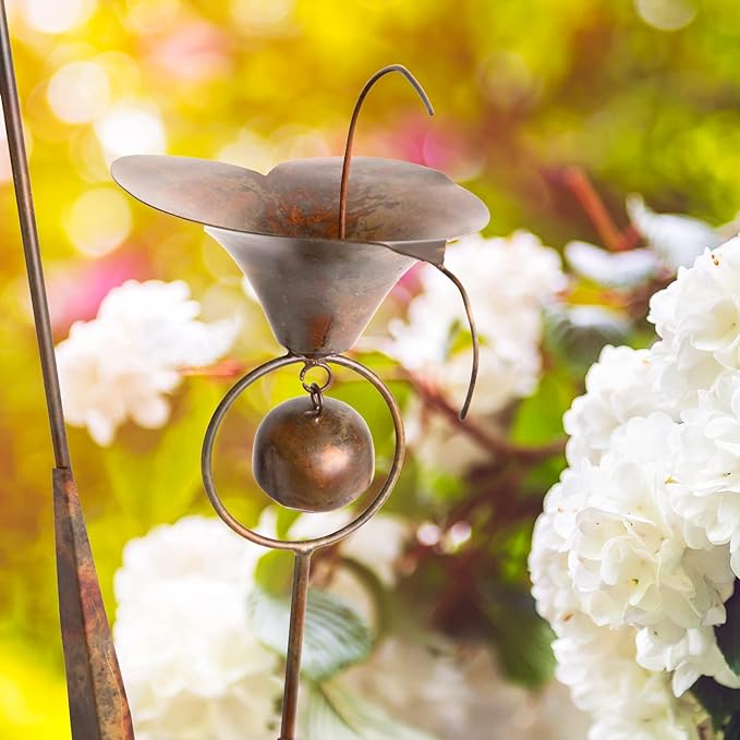 Happy Gardens Calla Lily Garden Stake with Bells | Bronze Outdoor Lillies Flower Decorations