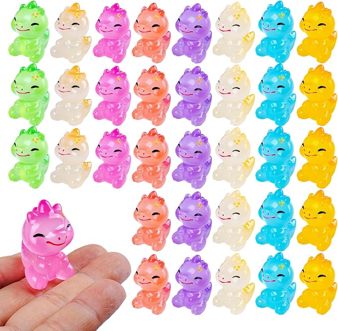 40 Pcs Mini Resin Dinosaur 1.3″ 8 Variety Tiny Animals Figures Miniature Little Small Figurines Bulk for Micro Fairy Garden Landscape Accessories Hide Crafts Decor