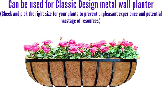 Maxona 24 inch 4 Pack Trough Rectangular Coco Liner for Window Box Planter: Thick Coconut Coir to Support The Soil Replacement for Wall Hanging Basket, Rectangle Pre-Formed Fiber Husk, Garden Fence