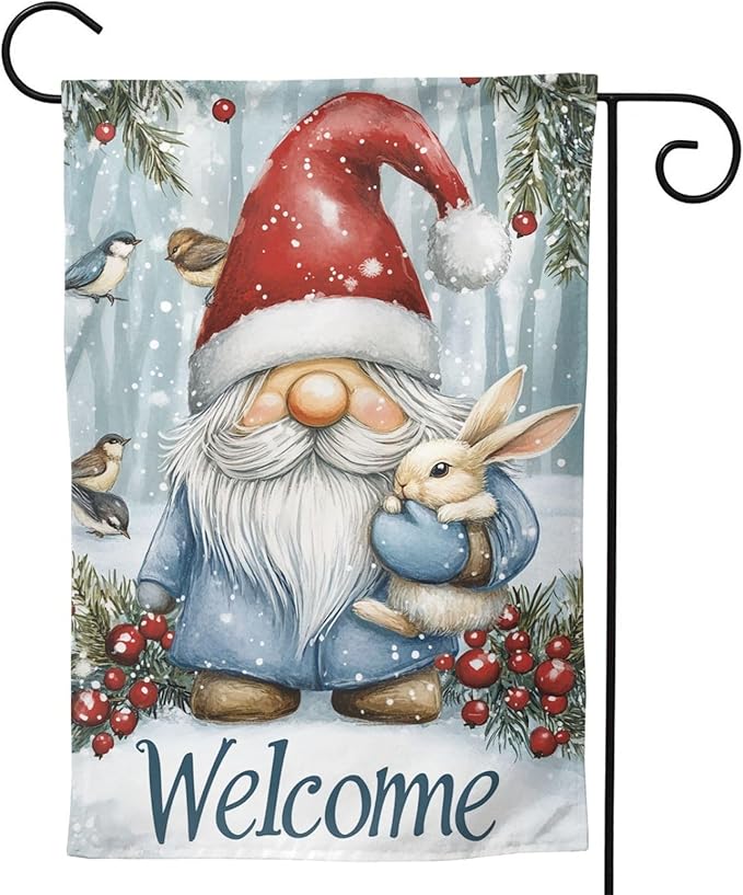 Christmas Gnome Garden Flag Vertical Double Sided Outdoor Yard Flags 12.5x18 Inch Burlap Banners Vertical Double Sided for Outdoor Decor Lawn