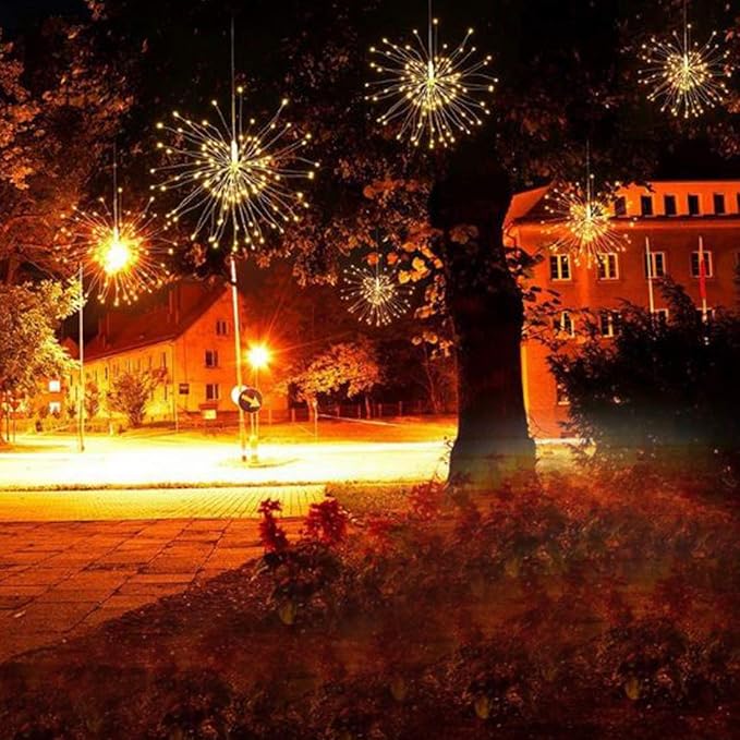 10 Pcs Total 600 LED Firework Copper Wire Lights, Fairy Twinkle Lights Plug in String Lights 8 Modes Waterproof Starburst Lights for Christmas, Birthday, Bedroom, Corridor Patio, Wedding