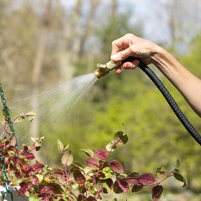 Flexi Hose Lightweight Expandable Garden Hose, No-Kink Flexibility, 3/4 Inch Solid Brass Fittings and Double Latex Core (150 FT, Black)