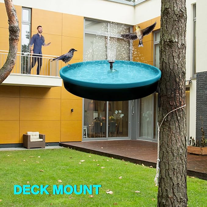 Heated Bird Bath for Outdoors for Winter, 3 Easy Ways to Mount Detachable Bird Bath Bowl, 75W Heated Bird Baths with Thermostatically Controlled for Garden Yard Patio Lawn, Blue