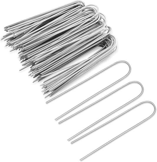 120 Packs Garden Stakes 6 Inches 12 Gauge Heavy Duty Tent Stakes Galvanized Steel Staples Securing Tent Pegs for Weed Fabric Landscape Fabric Netting Ground Sheet Fleece Irrigation Tubes
