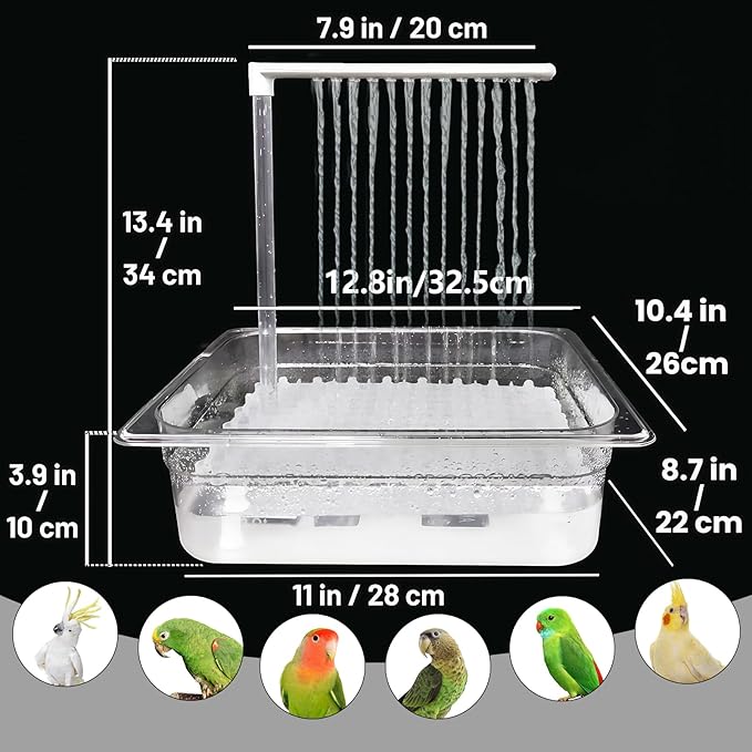 kathson Automatic Parrot Bathtub with Pump,Large Bird Bath Shower with Water Pressure Controller and USB Electric Water Cycle,Parakeet Bath Tub for Cockatiel,Cockatoo,Lovebird,Conure,Budgie