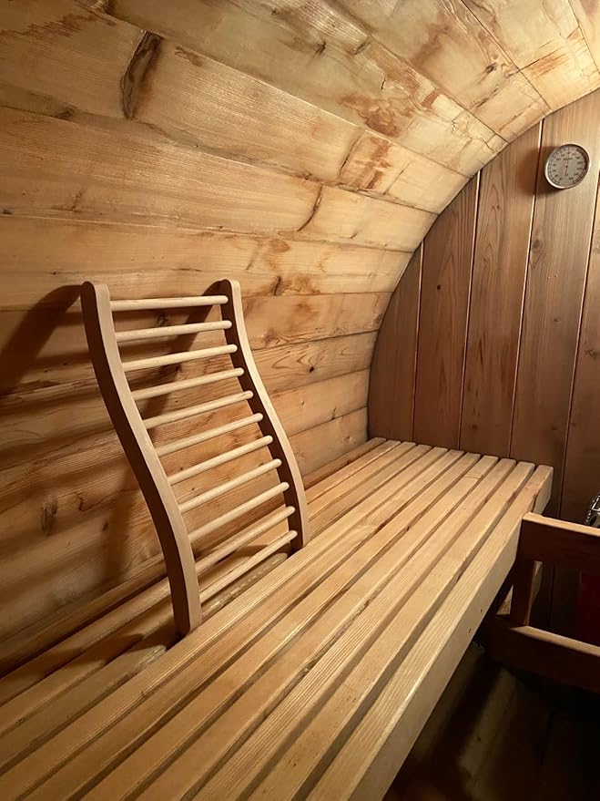 Sauna Backrest Ergonomic S-Shape Support Backrest, Canadian Hemlock Wood Sauna Accessories for Barrel and Infrared Sauna, Pack of 1, Small, 13" W*20.47" H